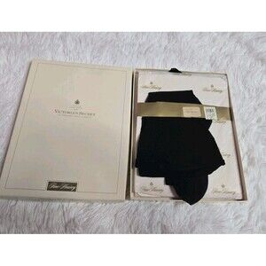 Victoria's Secret Vintage Fine Hosiery Black Nylon Thigh Highs One Size 2 Pairs